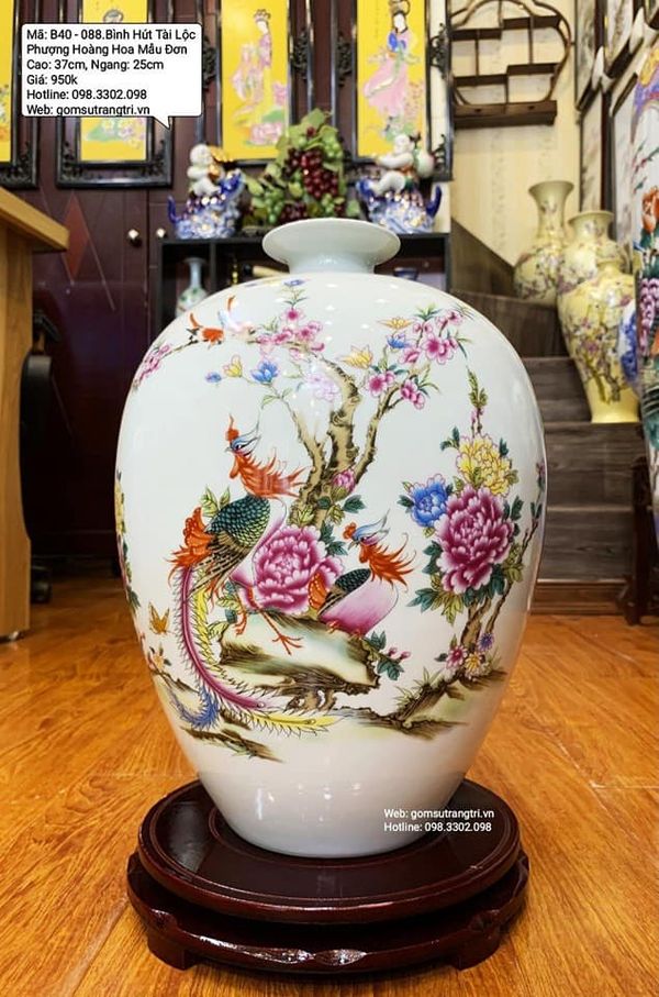 BÌNH HÚT LỘC PHƯỢNG HOÀNG HOA MẪU ĐƠN